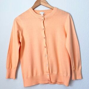 J.CREW Women's Clare 100% Cotton Peach Orange Cardigan Knit Sweater Medium